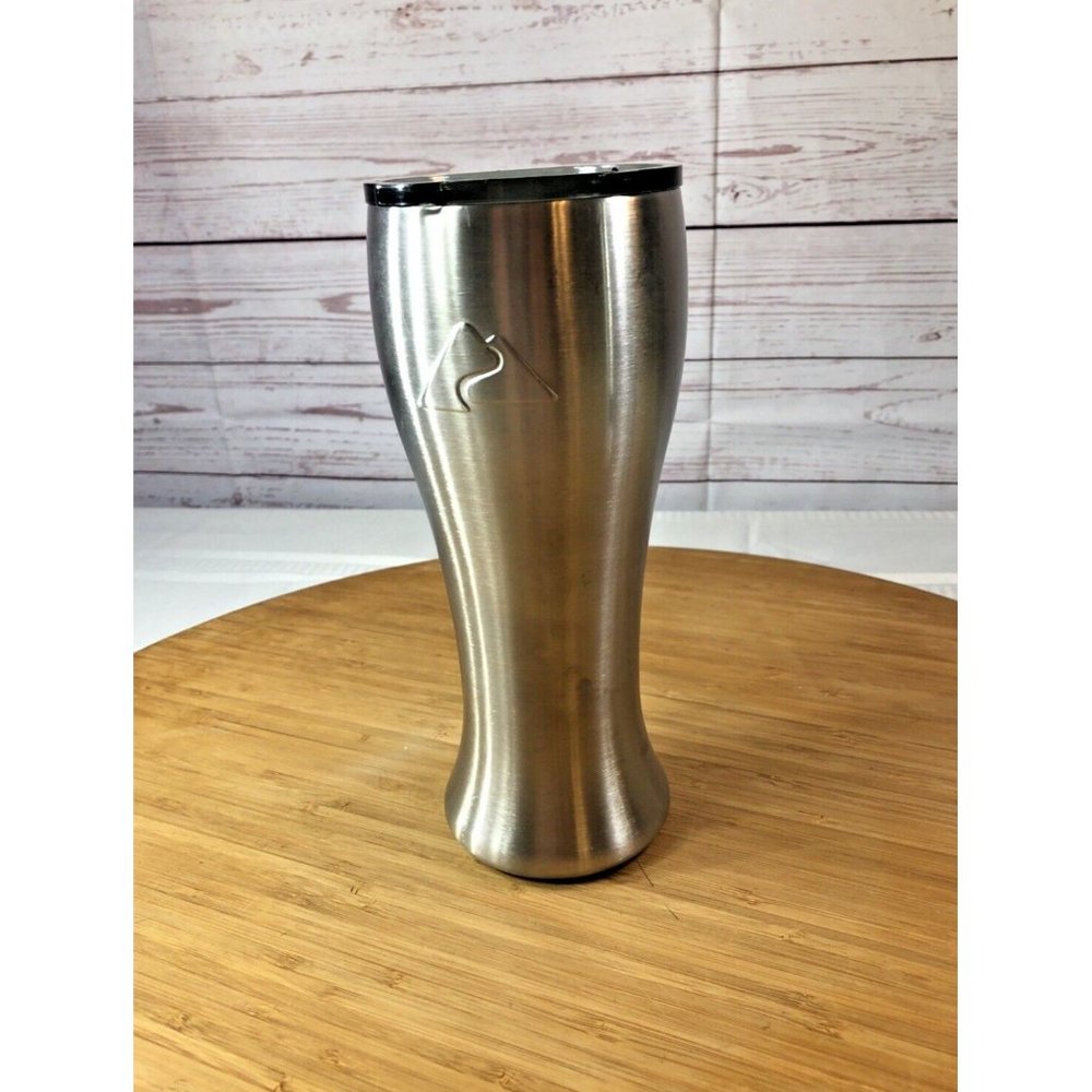 Ozark Trail Large Pilsner Silver Steel Tumbler w/ Lid Hot Cold 9" Tall